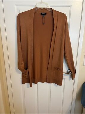 Express Open-Front Cardigan Sweater - Rust Brown